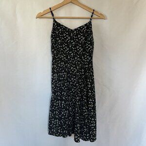 Old Navy dark green rayon black full skirt spaghetti strap sundress summer